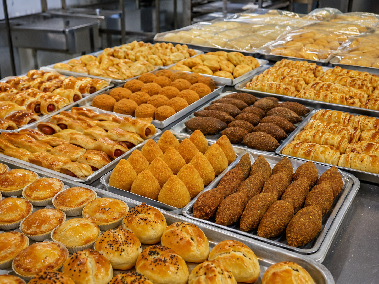 Bandeja com salgados fritos variados
